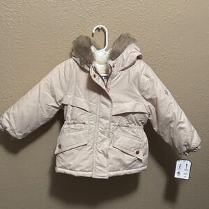 OshKosh B'gosh Cream Kids Jacket with Faux Fur Hood
